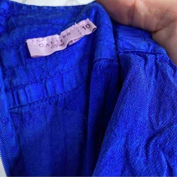 Calypso Enfant Girls Blue Silk Dress - Picture 3 of 4